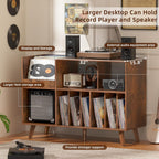 Large Record Player Stand Turntable with Storage Vinyl
