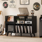 Large Record Player Stand Turntable with Storage Vinyl