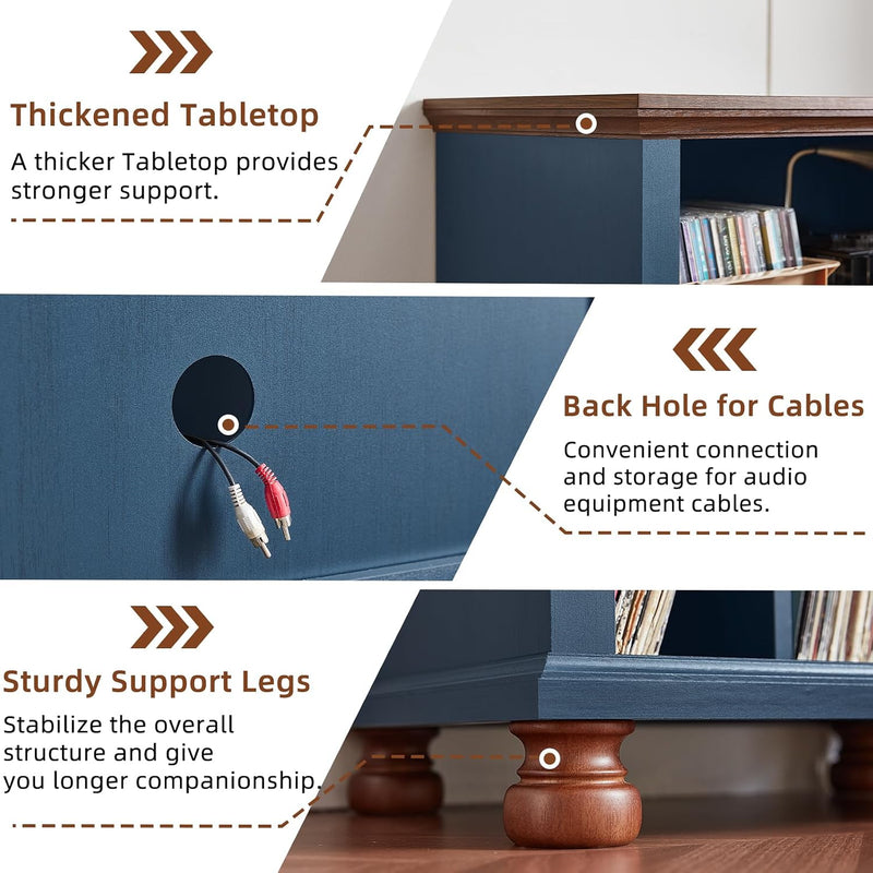Large Record Player Stand with Vinyl Storage 24