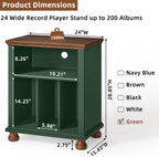 Large Record Player Stand with Vinyl Storage 24