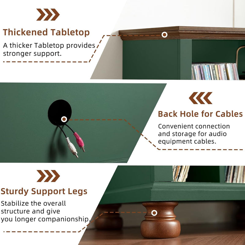 Large Record Player Stand with Vinyl Storage 24
