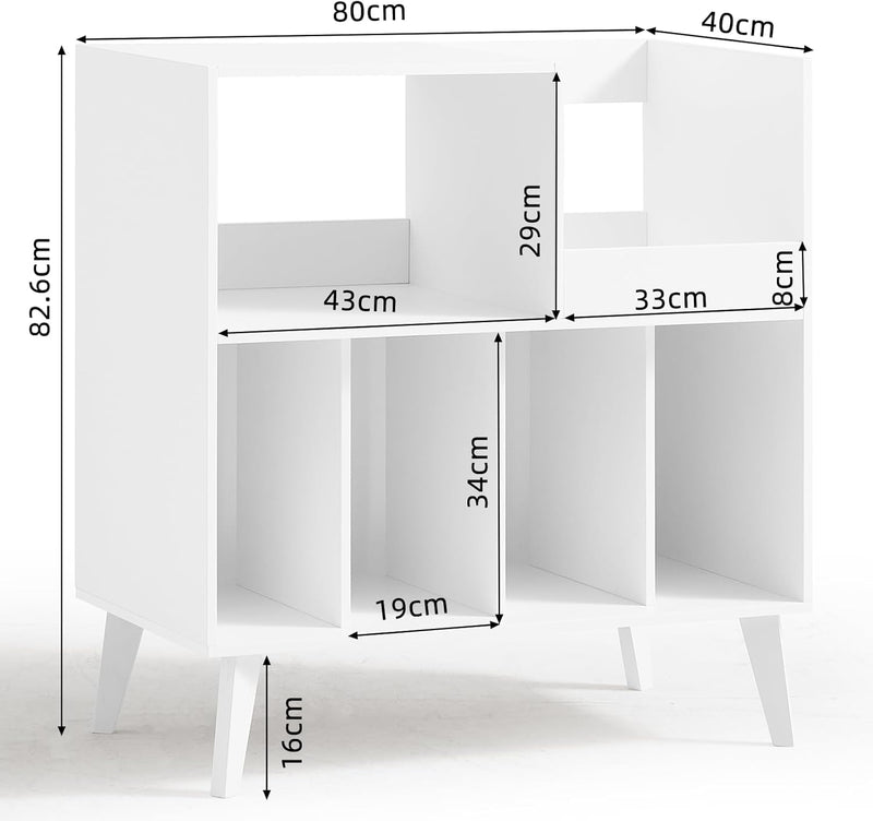 Large Record Stand with Storage and Shelf Vinyl
