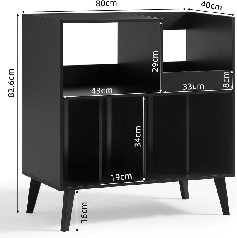Large Record Stand with Storage and Shelf Vinyl