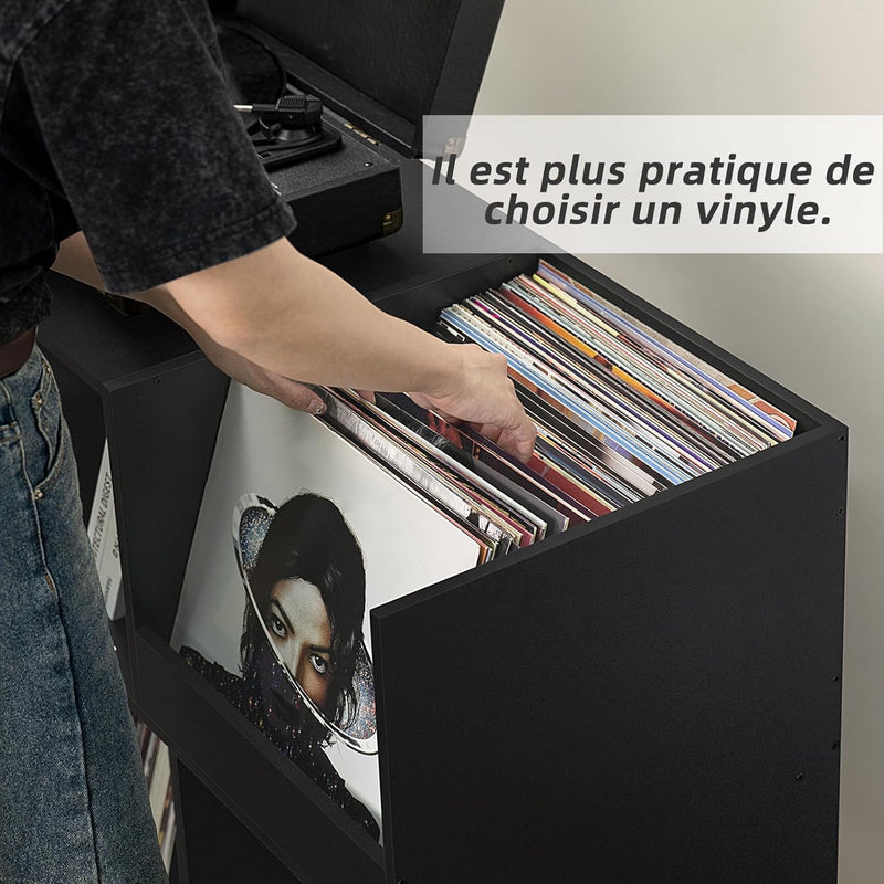 Large Record Stand with Storage and Shelf Vinyl