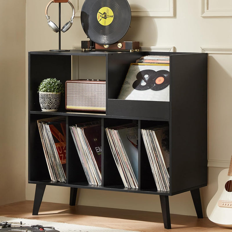 Large Record Stand with Storage and Shelf Vinyl