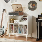 Large Record Stand with Storage and Shelf Vinyl