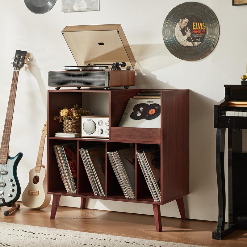 Large Record Stand with Storage and Shelf Vinyl
