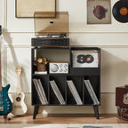 Large Record Stand with Storage and Shelf Vinyl