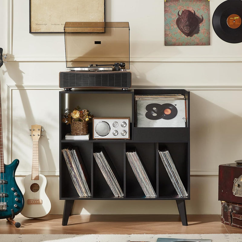 Large Record Stand with Storage and Shelf Vinyl