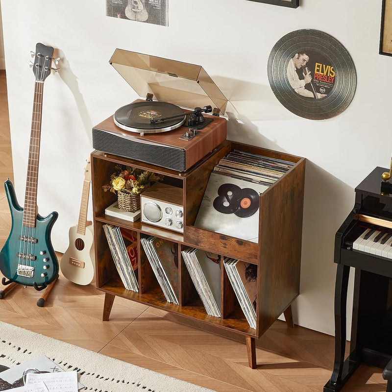 Large Record Stand with Storage and Shelf Vinyl