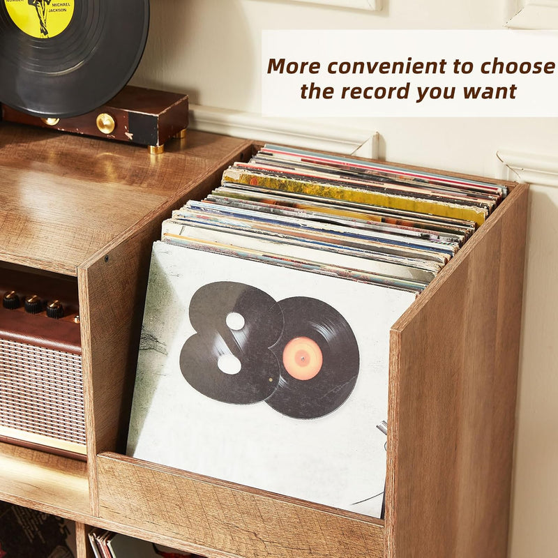 Large Record Stand with Storage and Shelf Vinyl