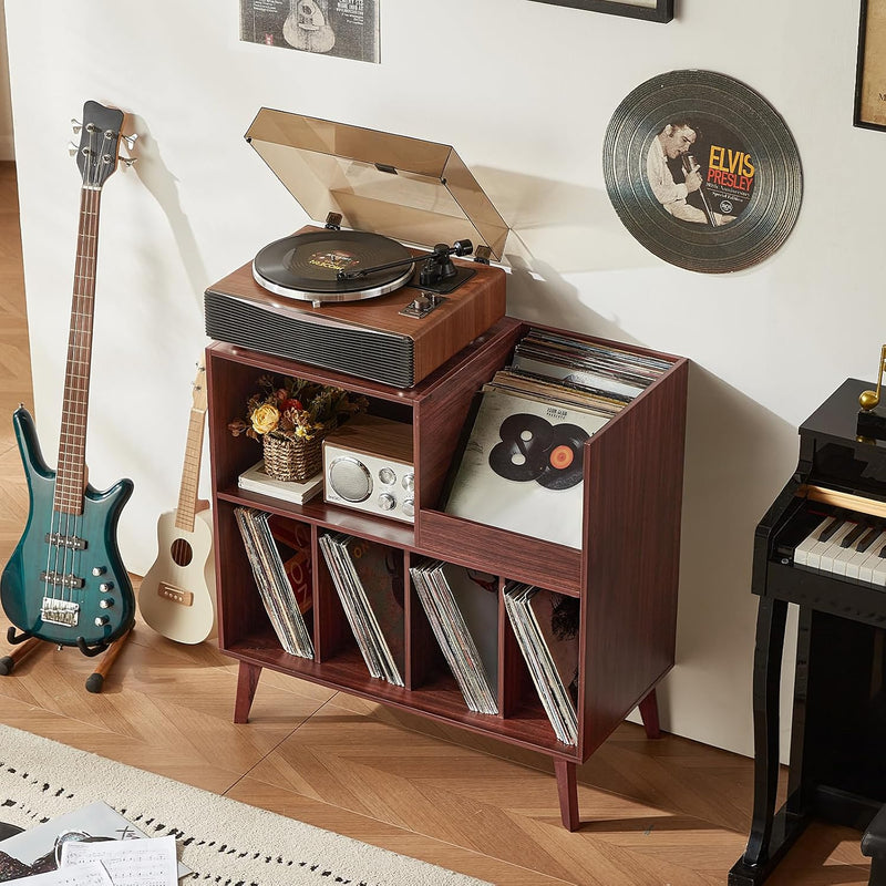 Large Record Stand with Storage and Shelf Vinyl