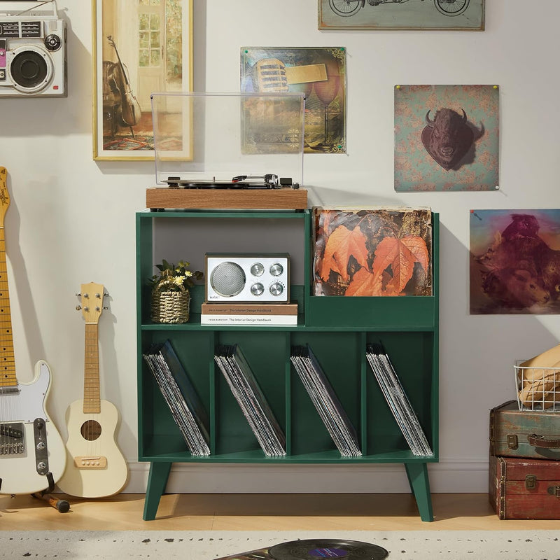 Large Record Stand with Storage and Shelf Vinyl