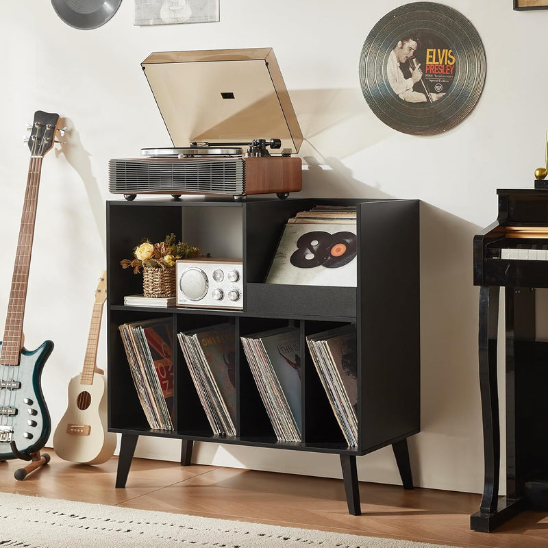 Large Record Stand with Storage and Shelf Vinyl