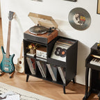 Large Record Stand with Storage and Shelf Vinyl