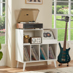 Large Record Stand with Storage and Shelf Vinyl