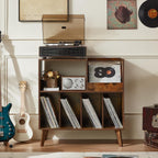 Large Record Stand with Storage and Shelf Vinyl