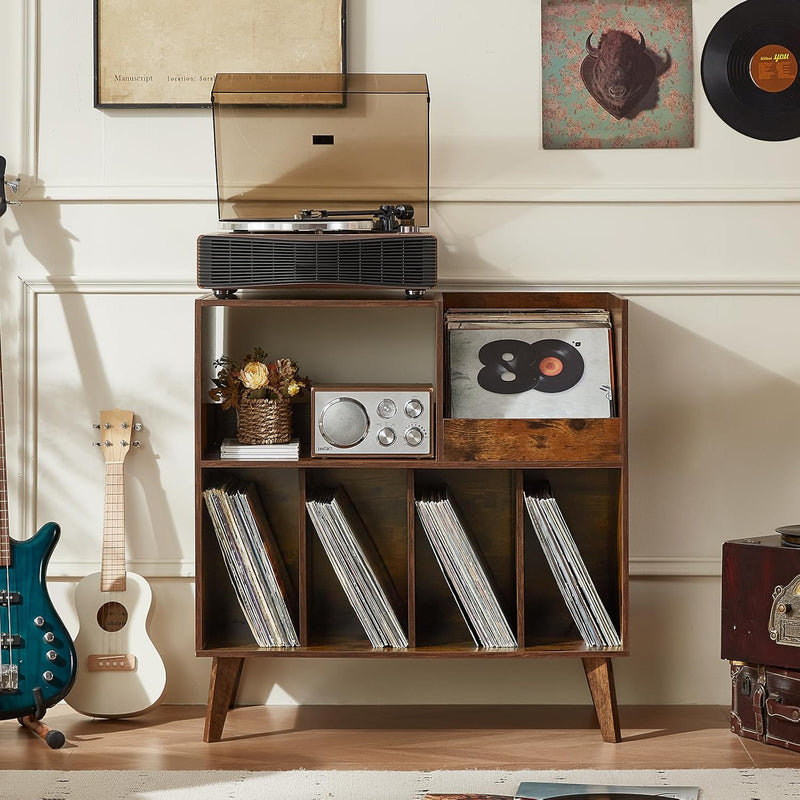 Large Record Stand with Storage and Shelf Vinyl
