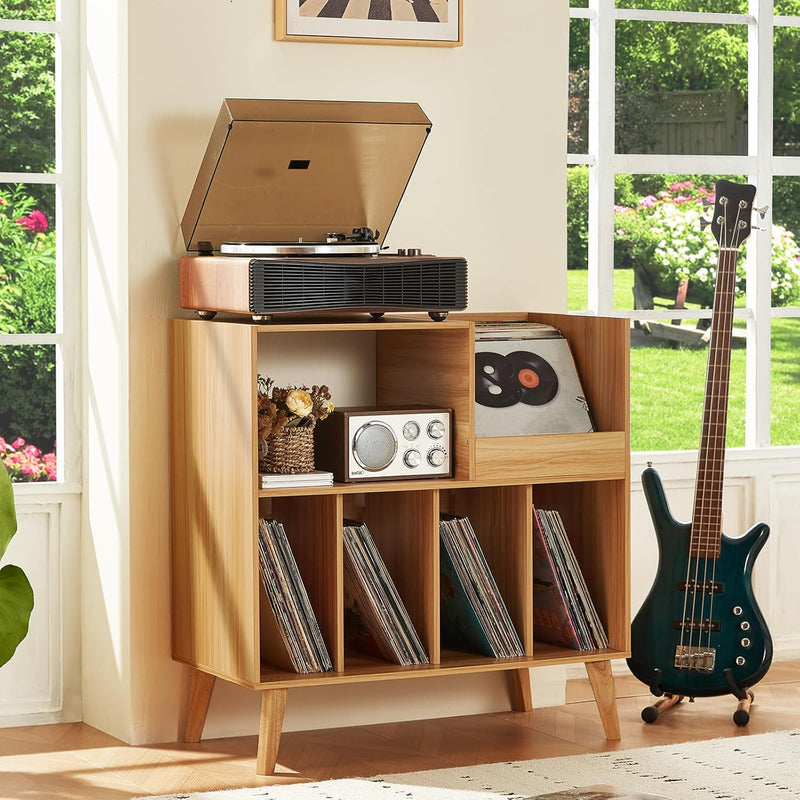 Large Record Stand with Storage and Shelf Vinyl