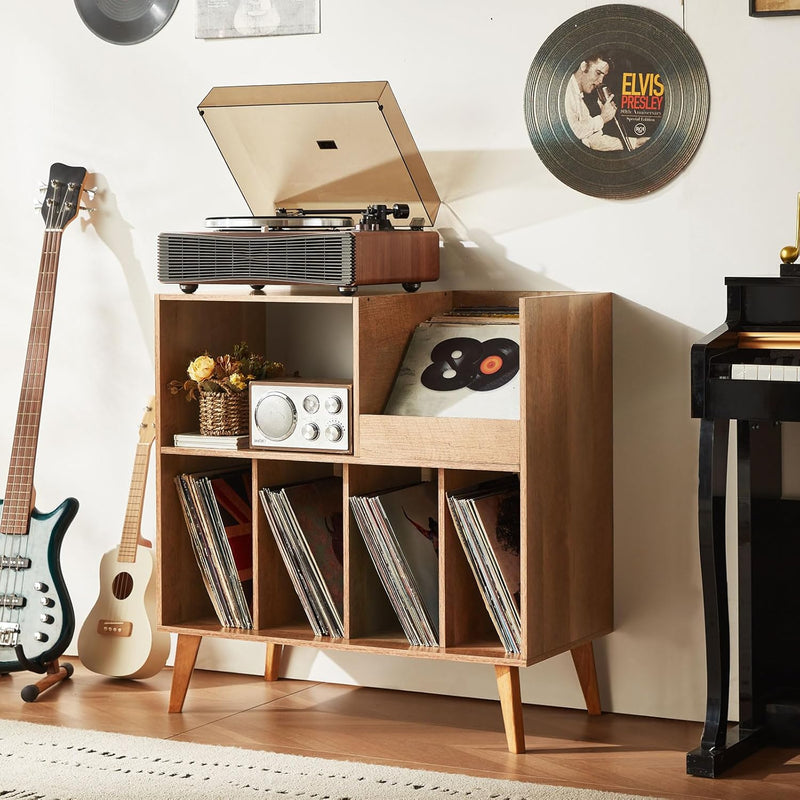 Large Record Stand with Storage and Shelf Vinyl