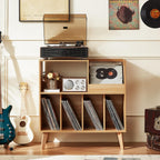 Large Record Stand with Storage and Shelf Vinyl