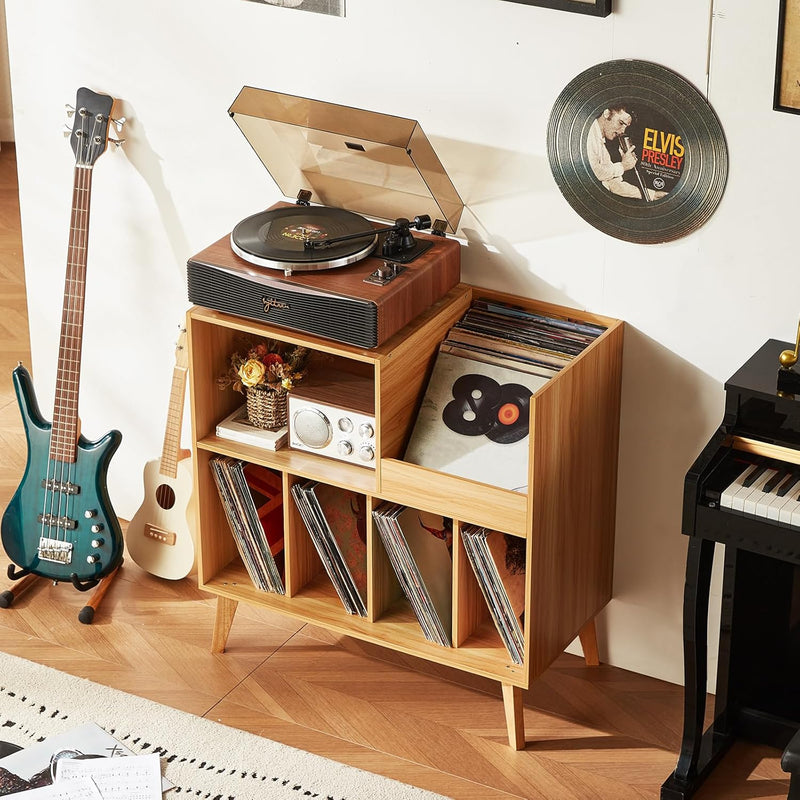 Large Record Stand with Storage and Shelf Vinyl