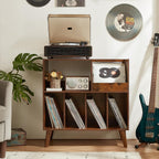 Large Record Stand with Storage and Shelf Vinyl