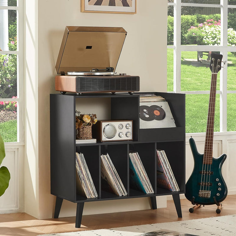 Large Record Stand with Storage and Shelf Vinyl