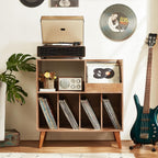 Large Record Stand with Storage and Shelf Vinyl