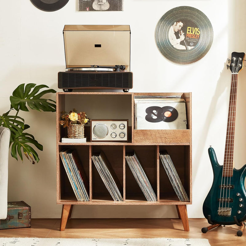 Large Record Stand with Storage and Shelf Vinyl