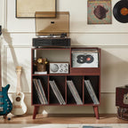 Large Record Stand with Storage and Shelf Vinyl