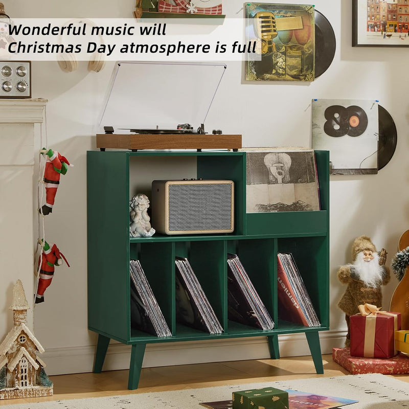 Large Record Stand with Storage and Shelf Vinyl