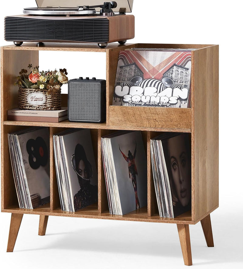 Large Record Stand with Storage and Shelf Vinyl