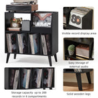 Large Record Stand with Storage and Shelf Vinyl