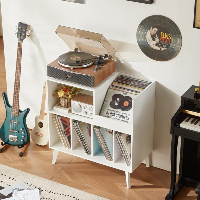 Large Record Stand with Storage and Shelf Vinyl