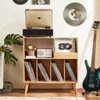 Large Record Stand with Storage and Shelf Vinyl
