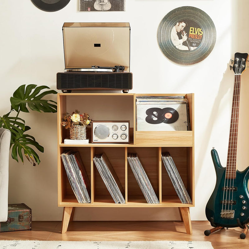 Large Record Stand with Storage and Shelf Vinyl