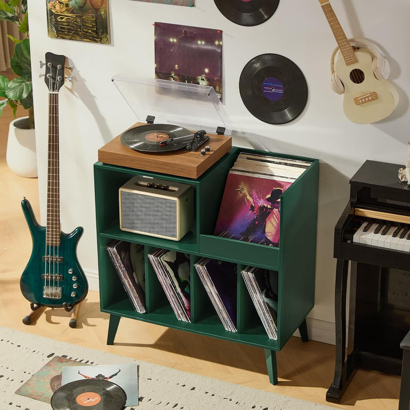 Large Record Stand with Storage and Shelf Vinyl
