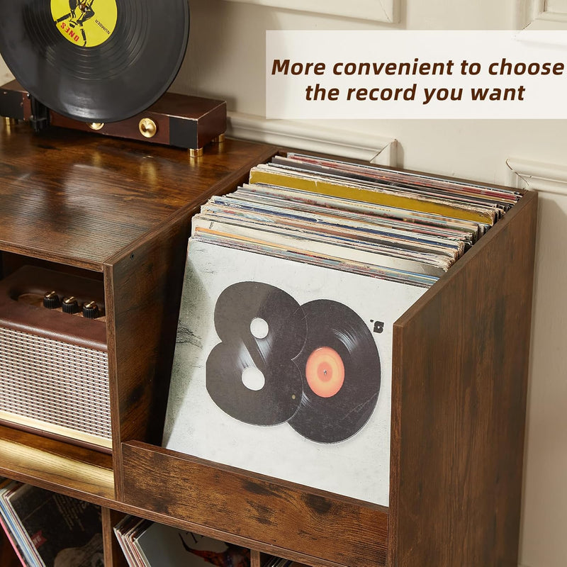 Large Record Stand with Storage and Shelf Vinyl