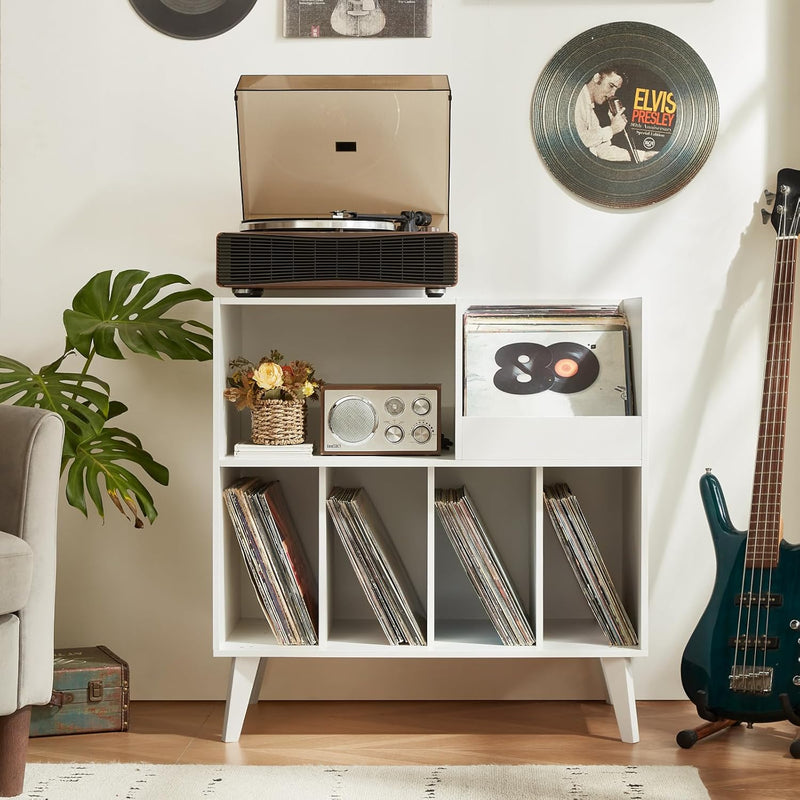 Large Record Stand with Storage and Shelf Vinyl