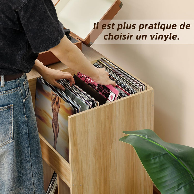 Large Record Stand with Storage and Shelf Vinyl