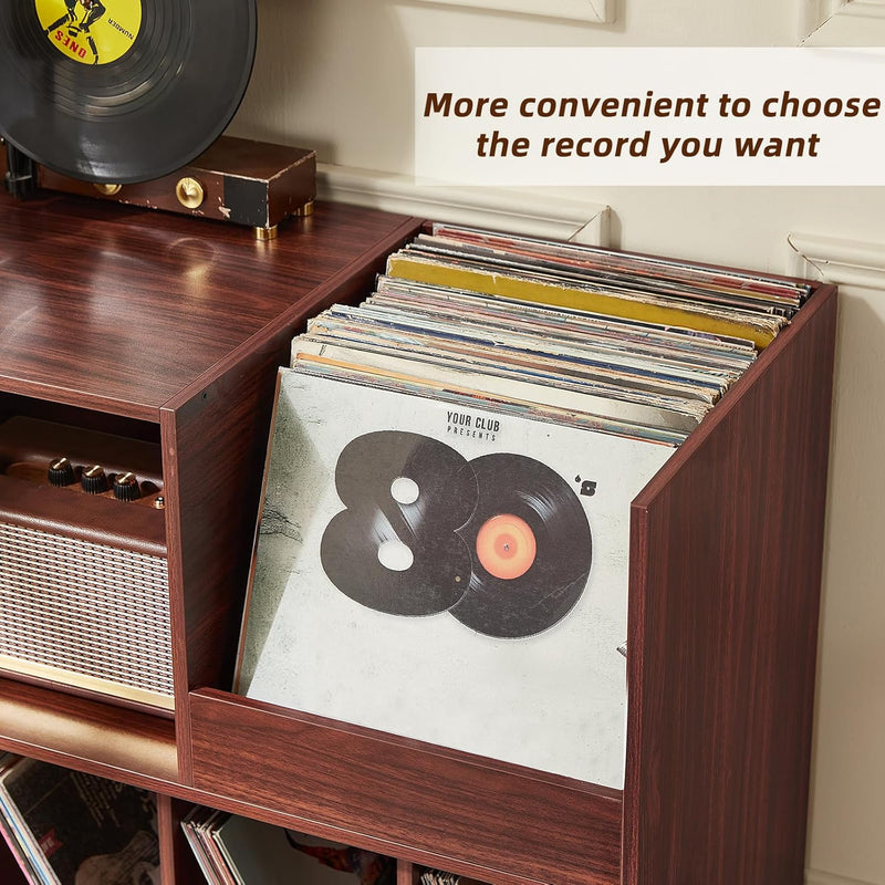 Large Record Stand with Storage and Shelf Vinyl