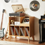 Large Record Stand with Storage and Shelf Vinyl