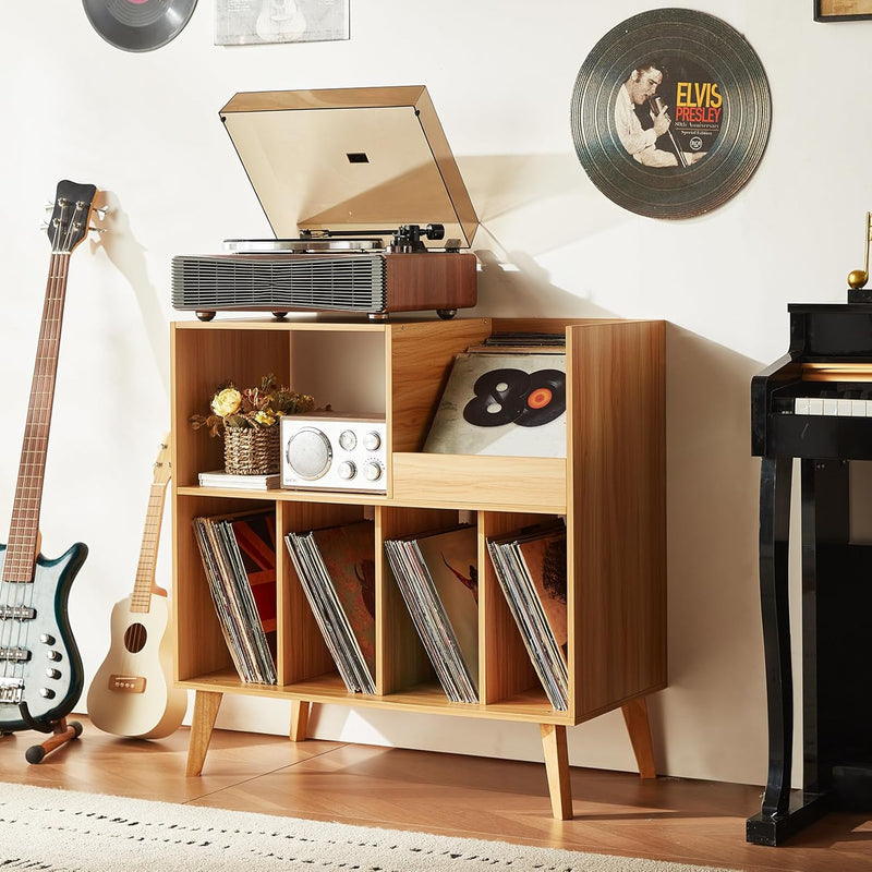 Large Record Stand with Storage and Shelf Vinyl