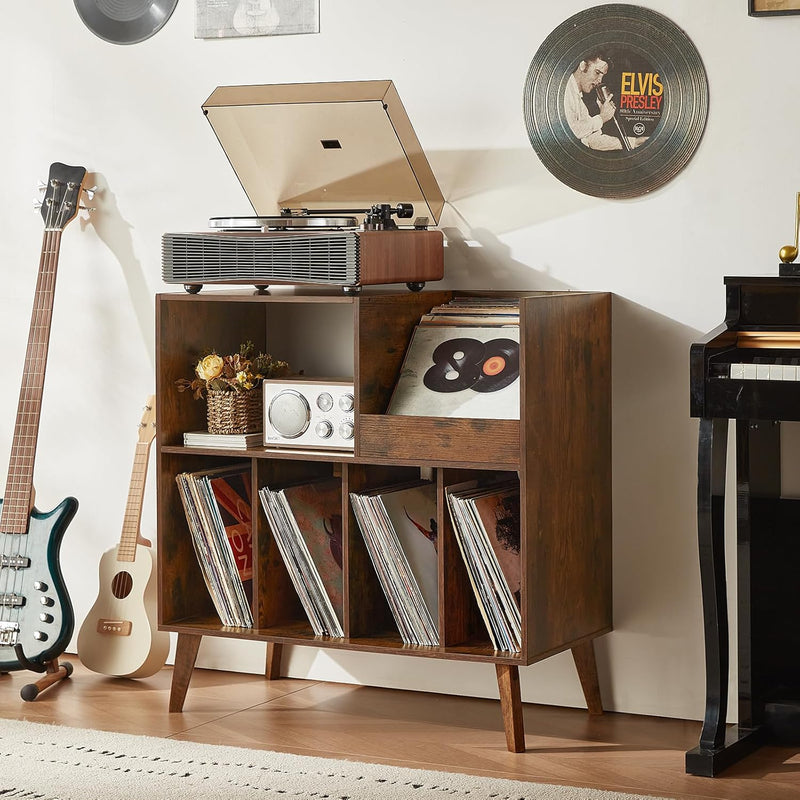 Large Record Stand with Storage and Shelf Vinyl