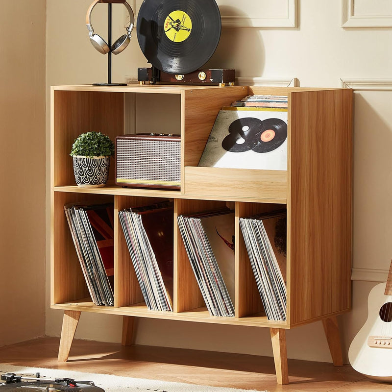 Large Record Stand with Storage and Shelf Vinyl