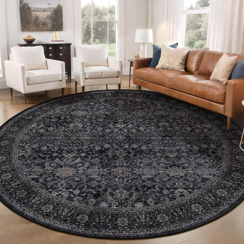 Large Round Area Rugs for Living Room 8FT