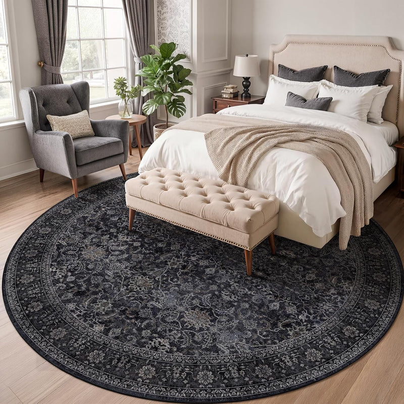 Large Round Area Rugs for Living Room 8FT