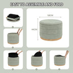 Round Chenille Storage Ottoman Tray Top