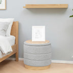 Large Round Chenille Storage Ottoman with Tray Top